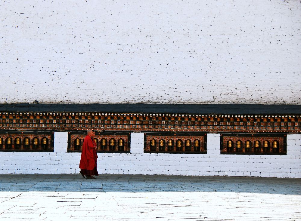 Bhutanese Monks in red robes