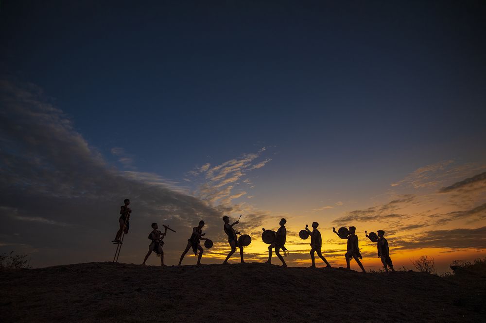 Play music at sunset