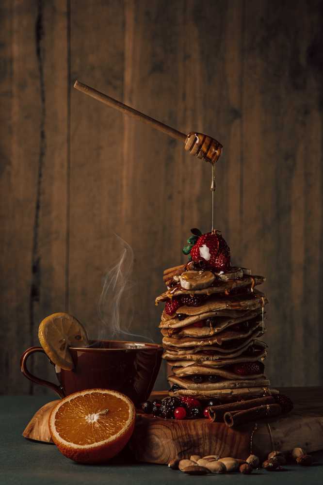 Pancakes and honey