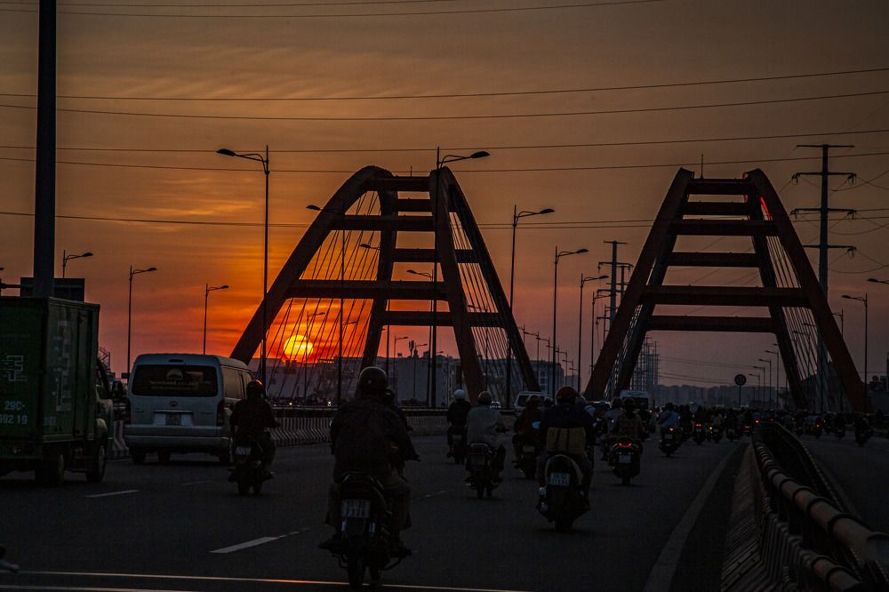 Sunset on the bridge