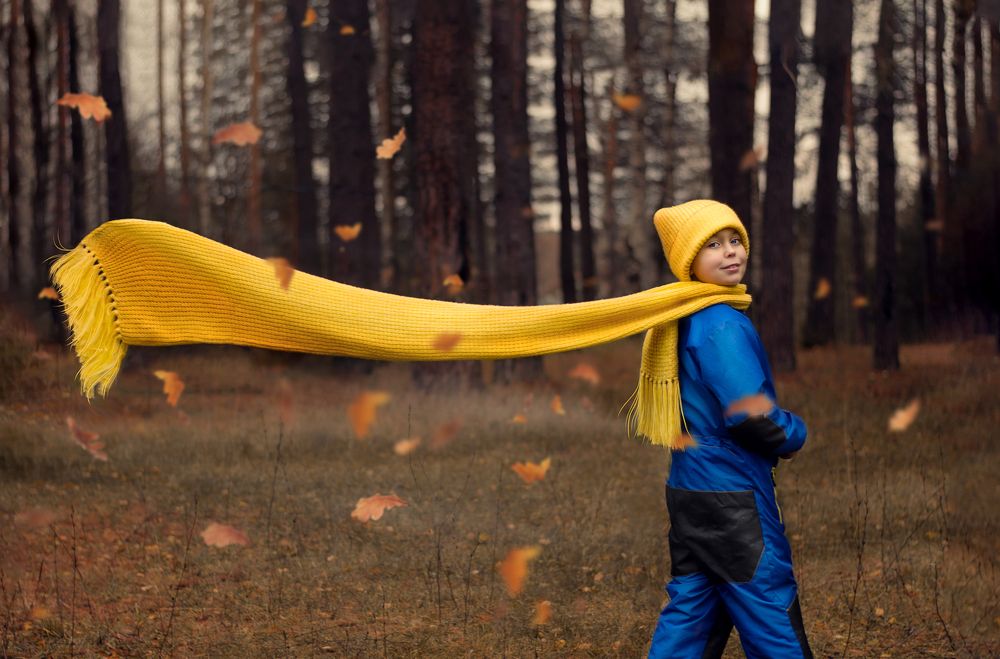 в осеннем ветре