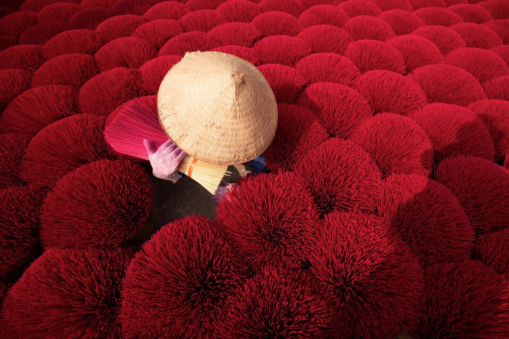 Drying incense on a sunny day