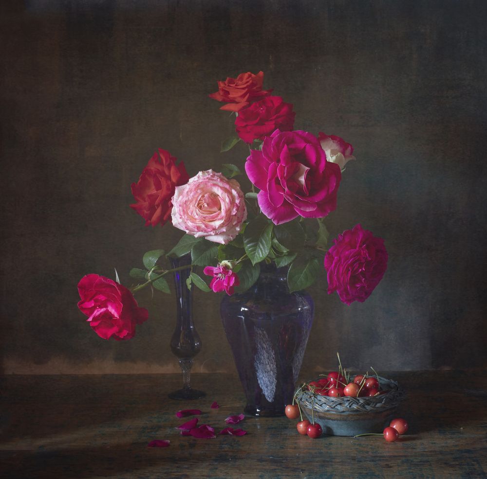 Still life with summer roses
