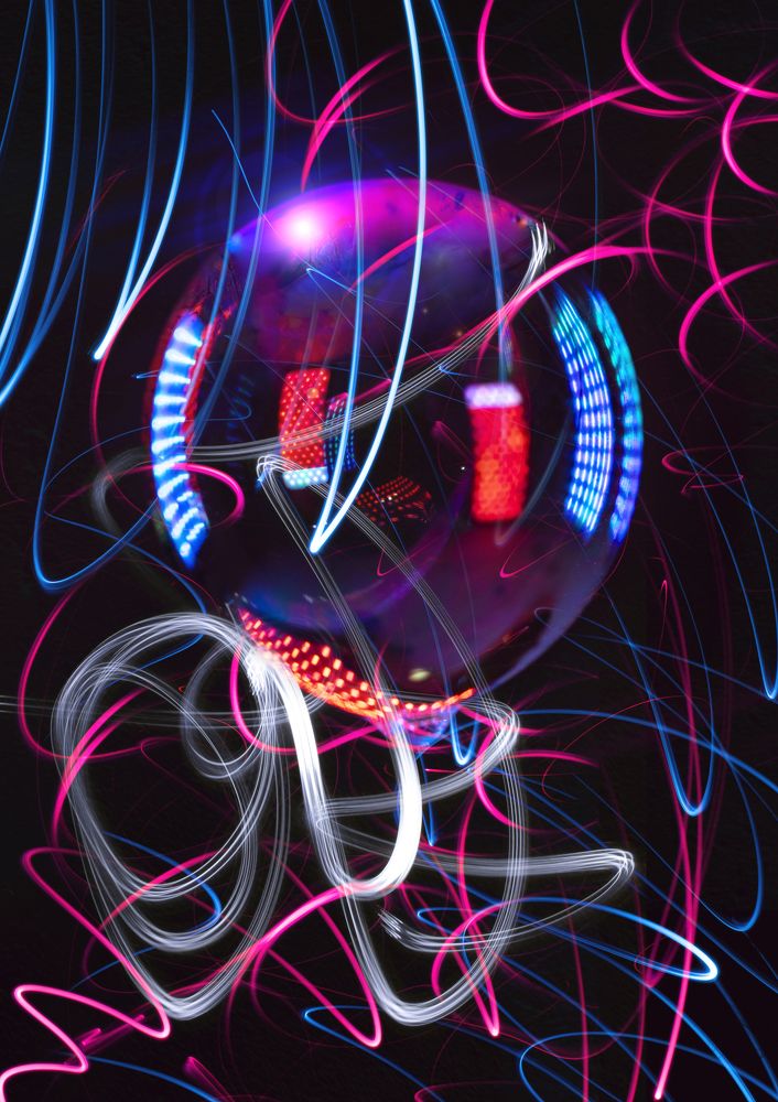 Magic soap bubble and light painting
