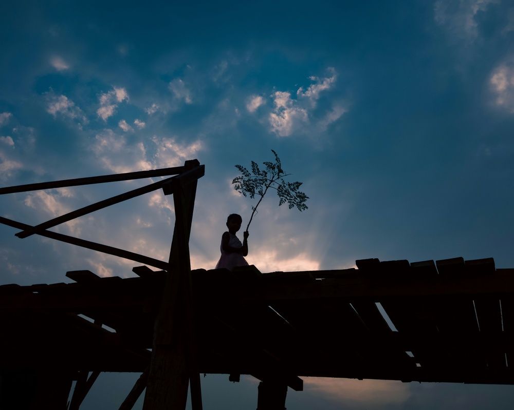 Silhouette of a baby girl