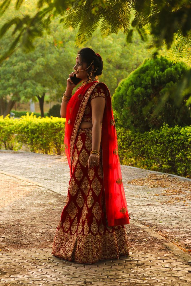 Bride Shruti in Red Saree