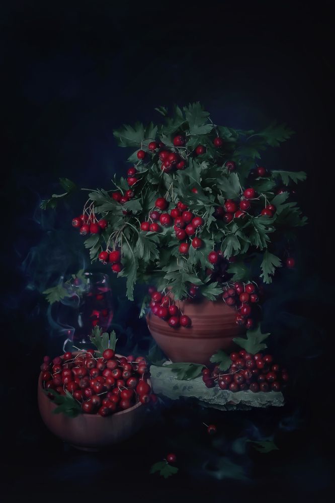 Натюрморт с бояркой. Зеленый лист.