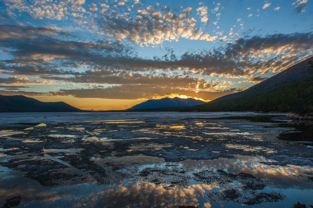 Закат на озере