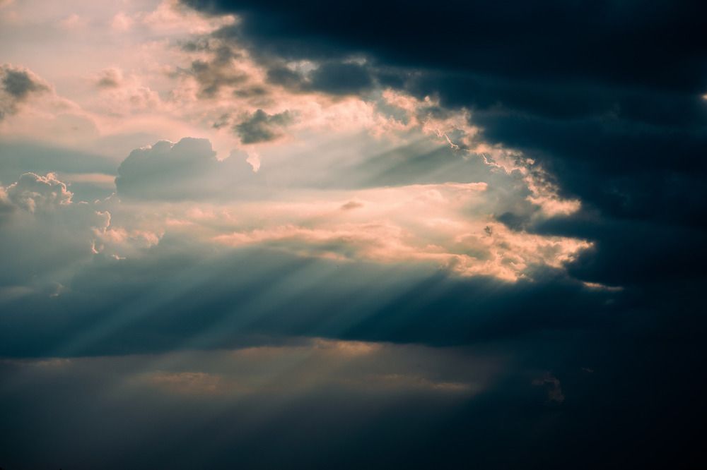 God Rays with Dramatic Clouds