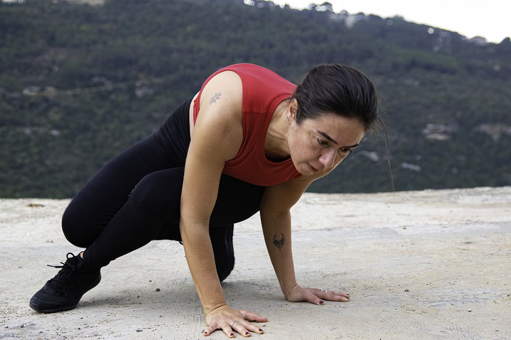 Yoga practice outdoors