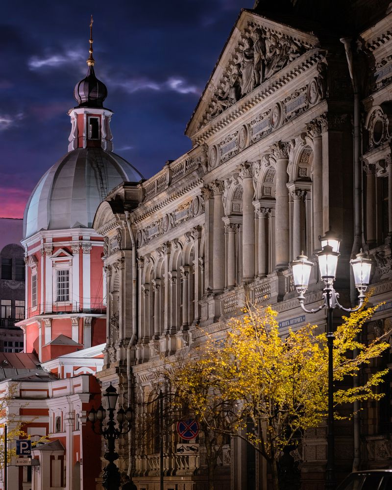 Академия Штиглица в черничных сумерках ноября?