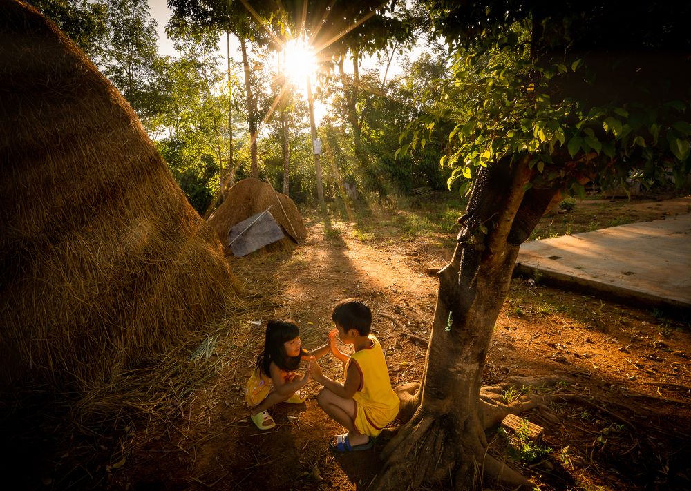 Playing in the early morning