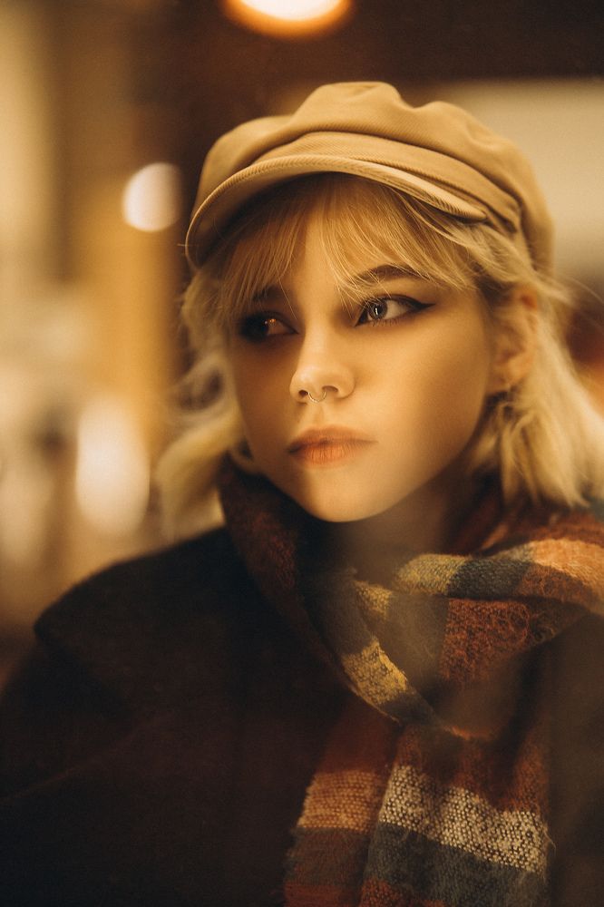 Night portrait in the city lights