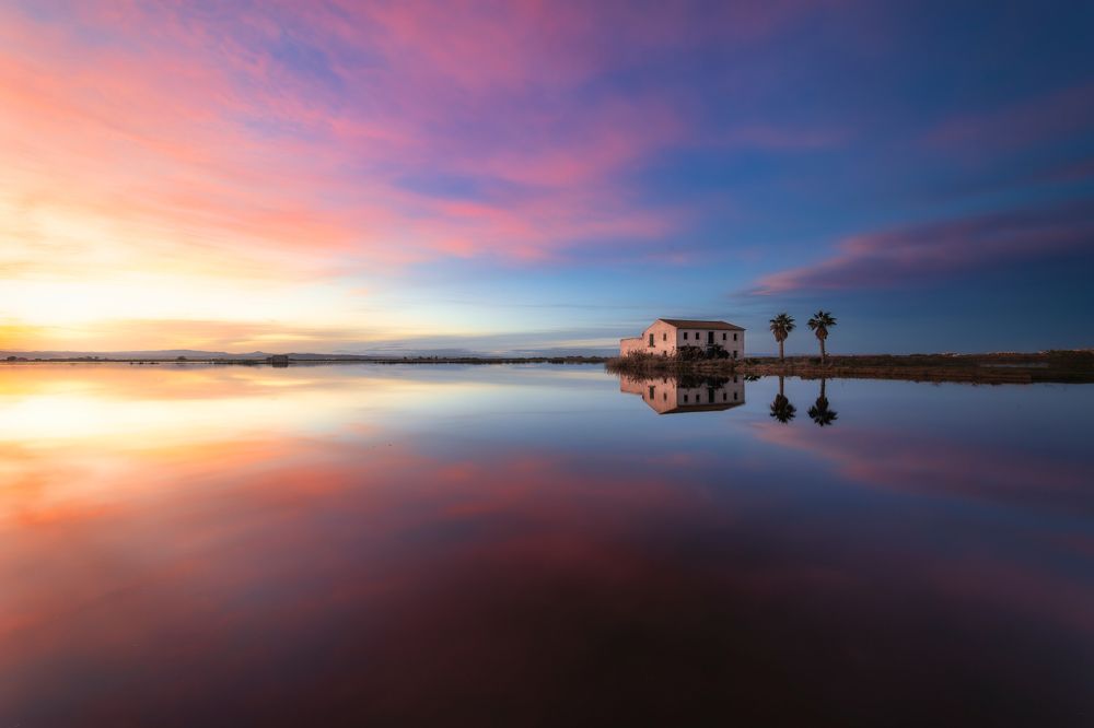 Sunset in the rice fields
