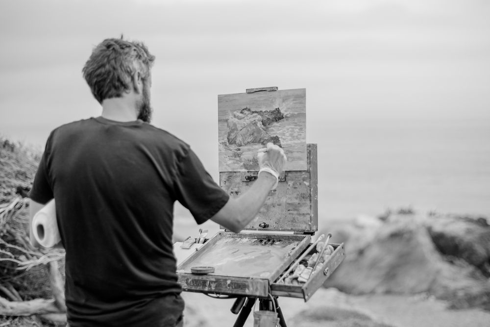Landscape in motion of the paint.