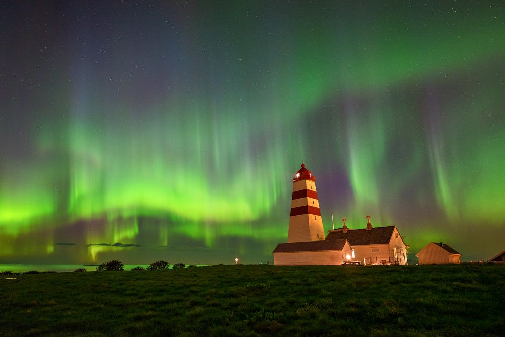 Alnes Lighthouse in flames