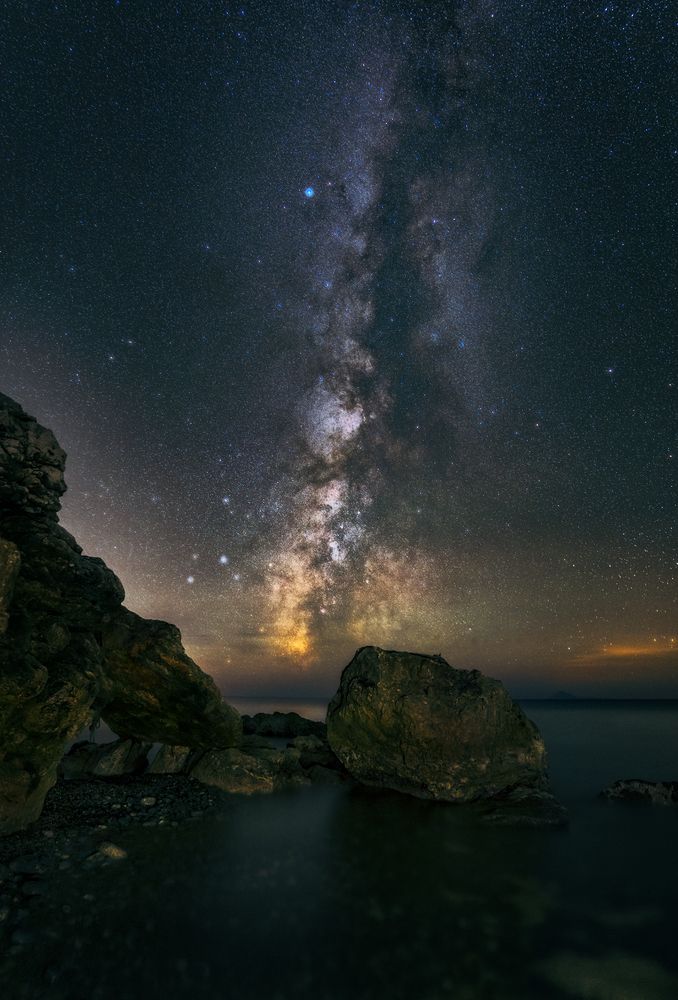 Night over the Samothrace island