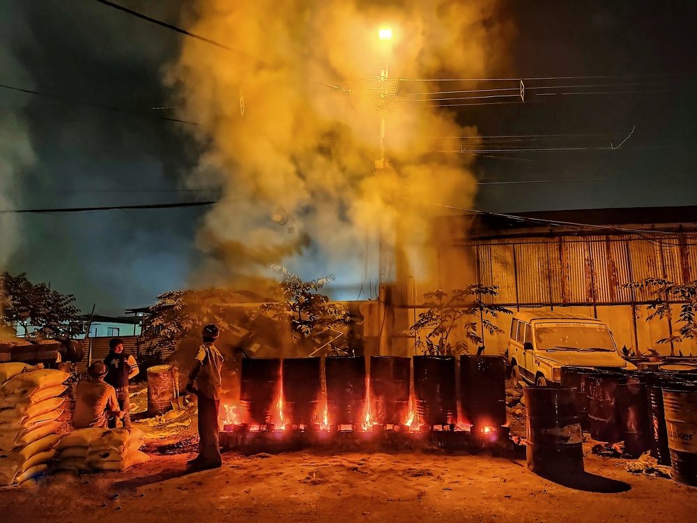 The road construction site.