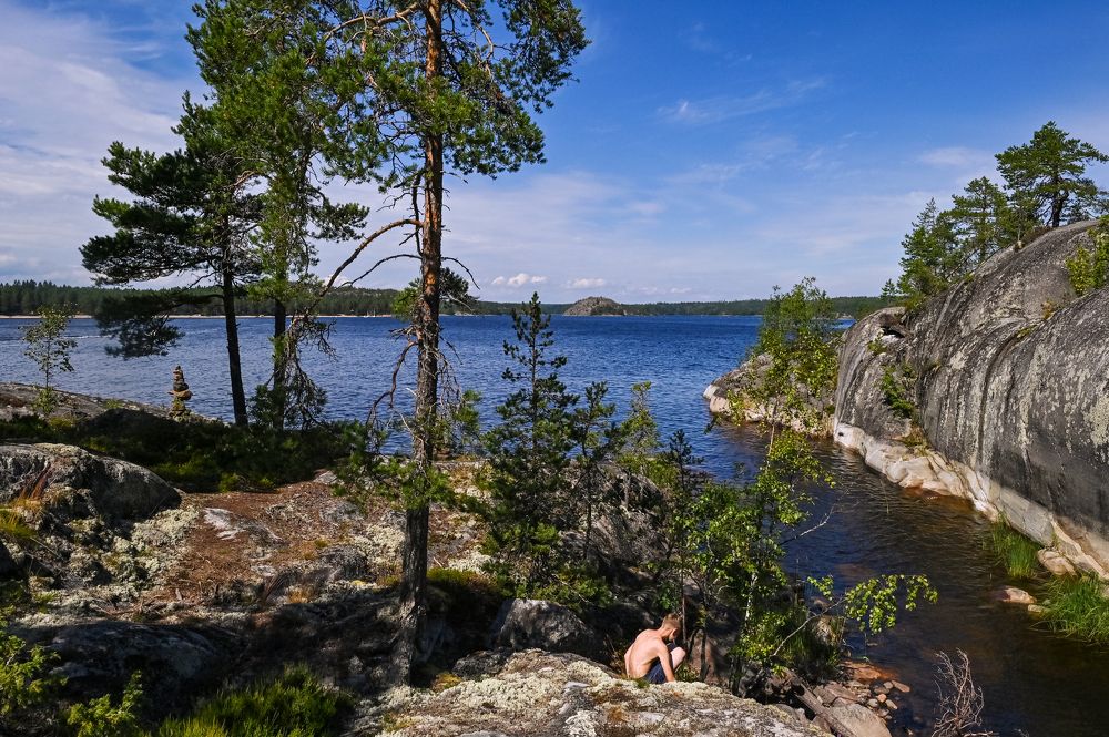 Вид с острова Хауккасари в Ладожском озере. Карелия