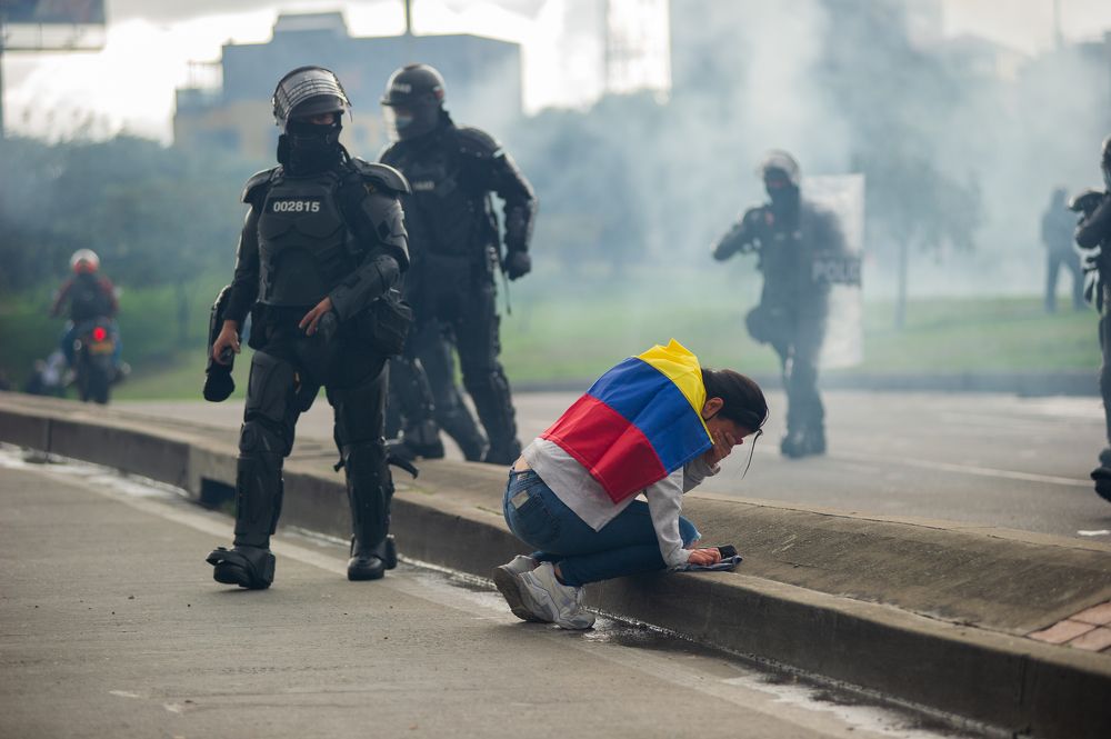 Vandalism and Riots Amid Bogota's First Day of National Strike Against Tax Reform in Colombia