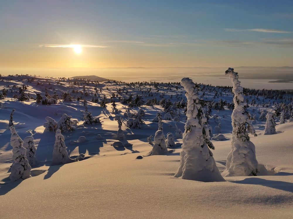 Magic of winter sunset