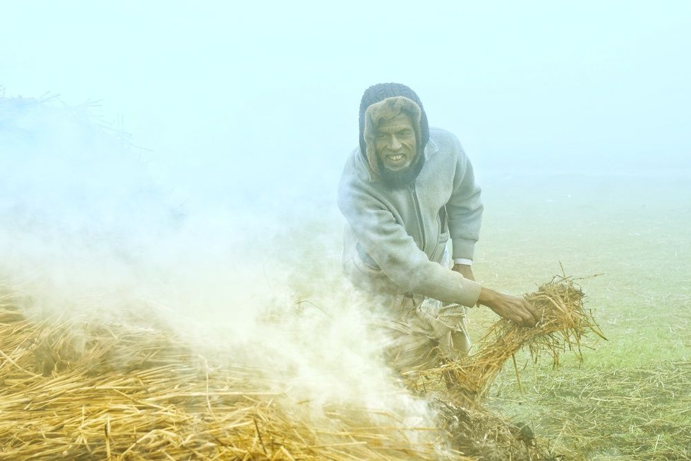 Farmers  sweat  on fire