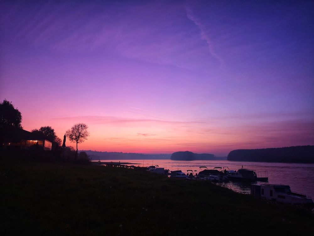 Sunset over Danube river