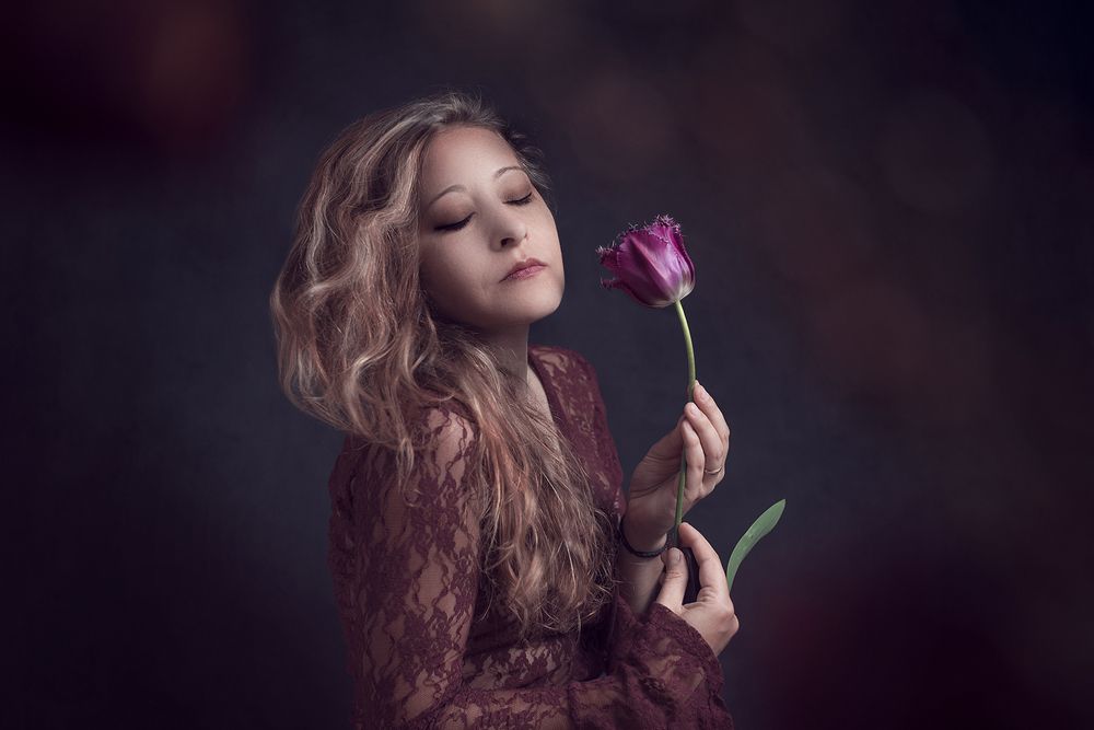 Self-Portrait with Tulip