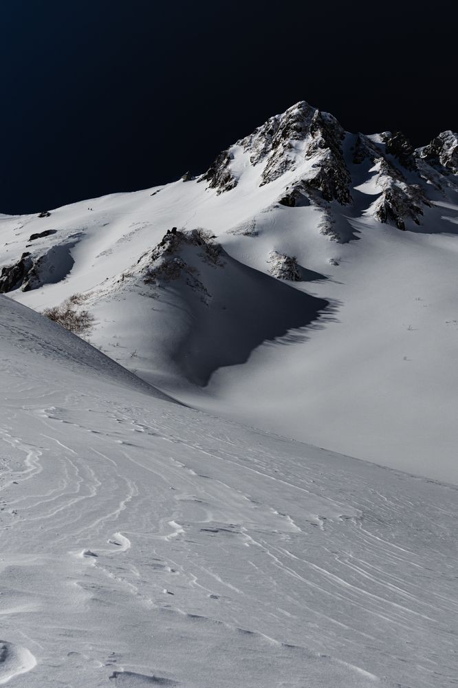 Art of wind on the snow mountain