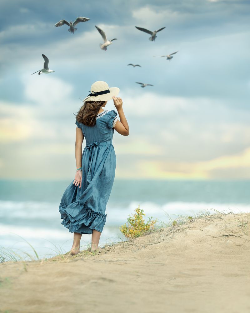 Romantic girl in a calm summer day