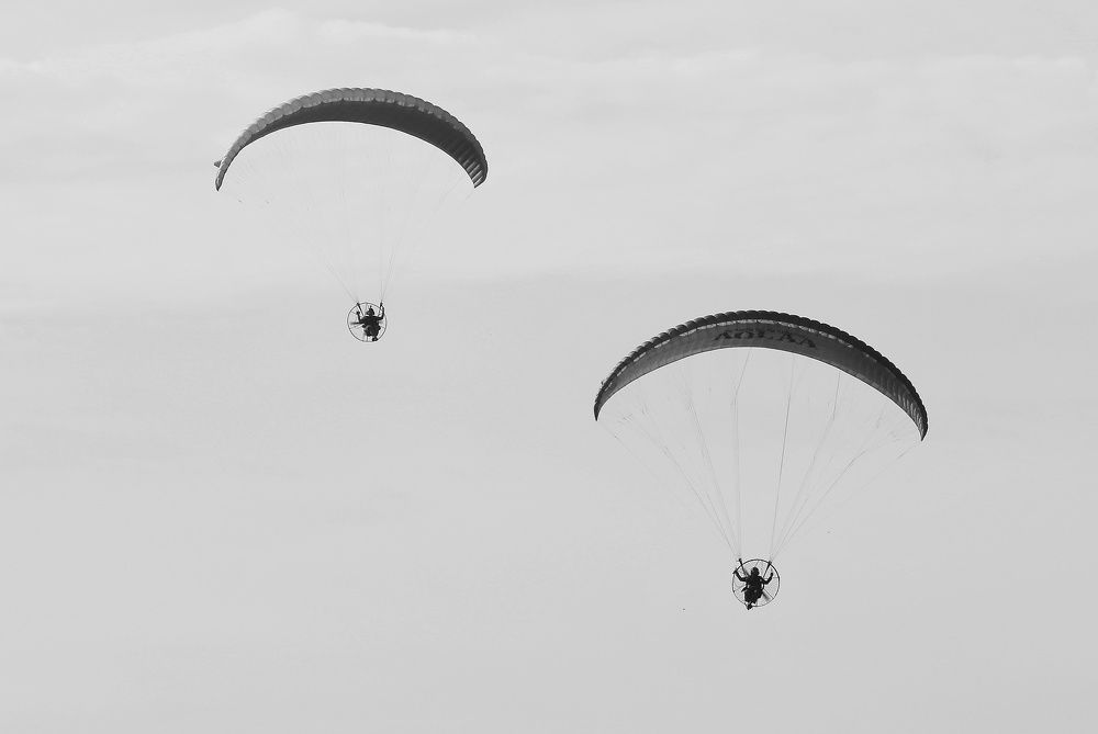 Two paramotor fly