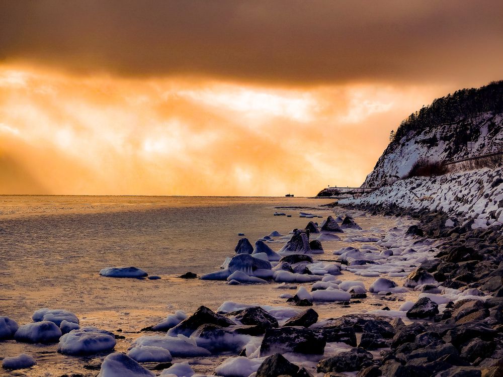 Берег моря в январе