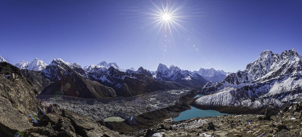 Panorama of the Himalayas from Gokyo Ri.