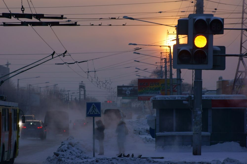 Морозное сибирское утро.