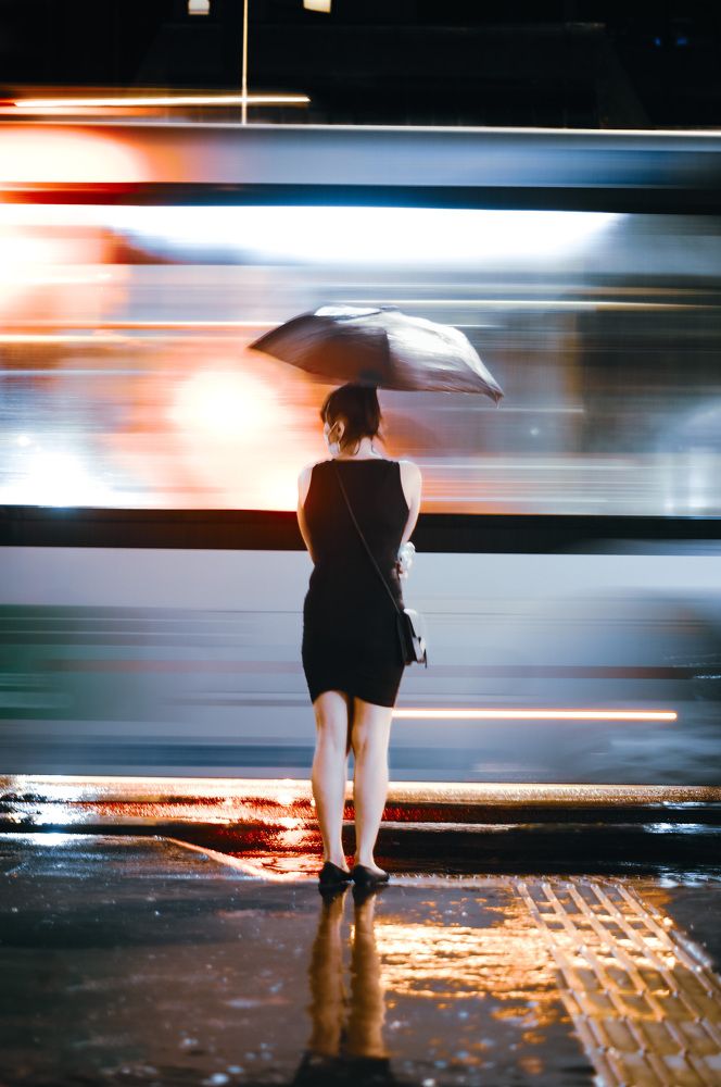 The girl waiting for her light