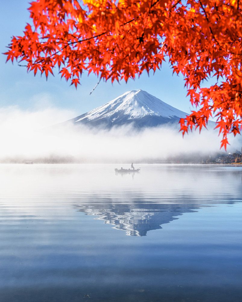 Mt. Fuji and Autumn leaves