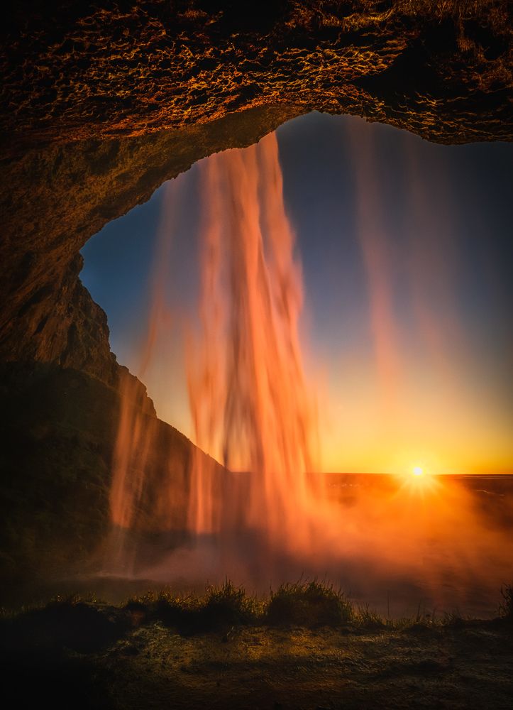 Sunset at Seljalandsforss
