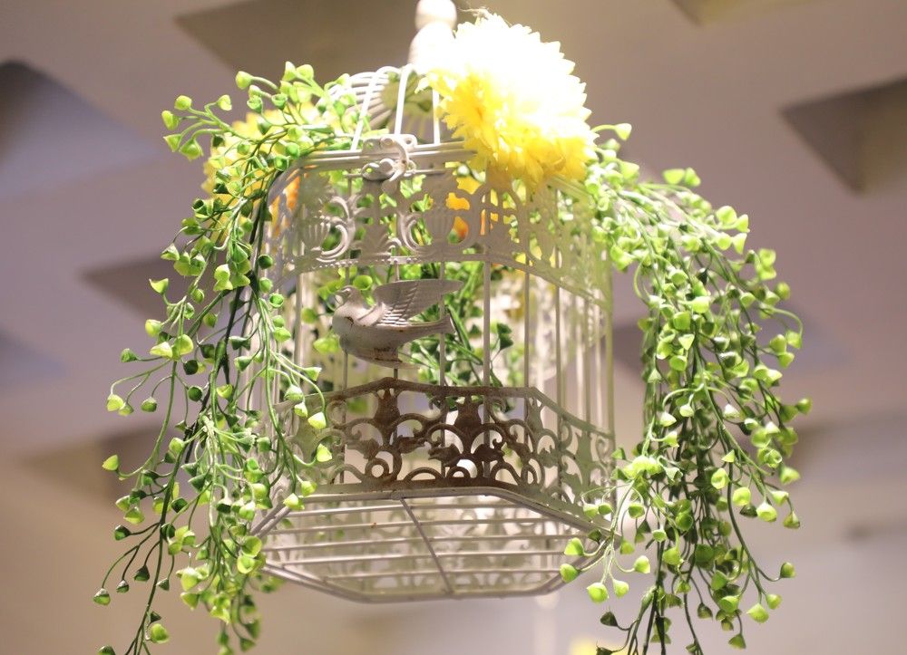 Artificial hanging plant.