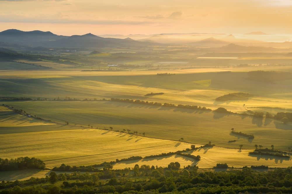 Spring sunrise at Bohemian Central Mountains