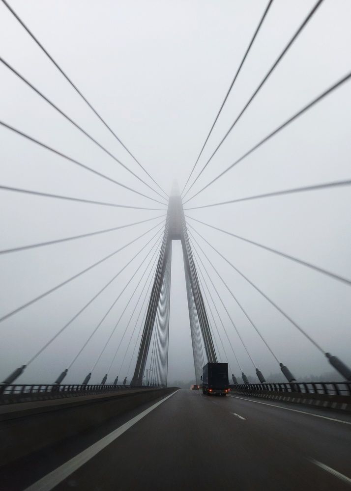 Over the bridge through fog