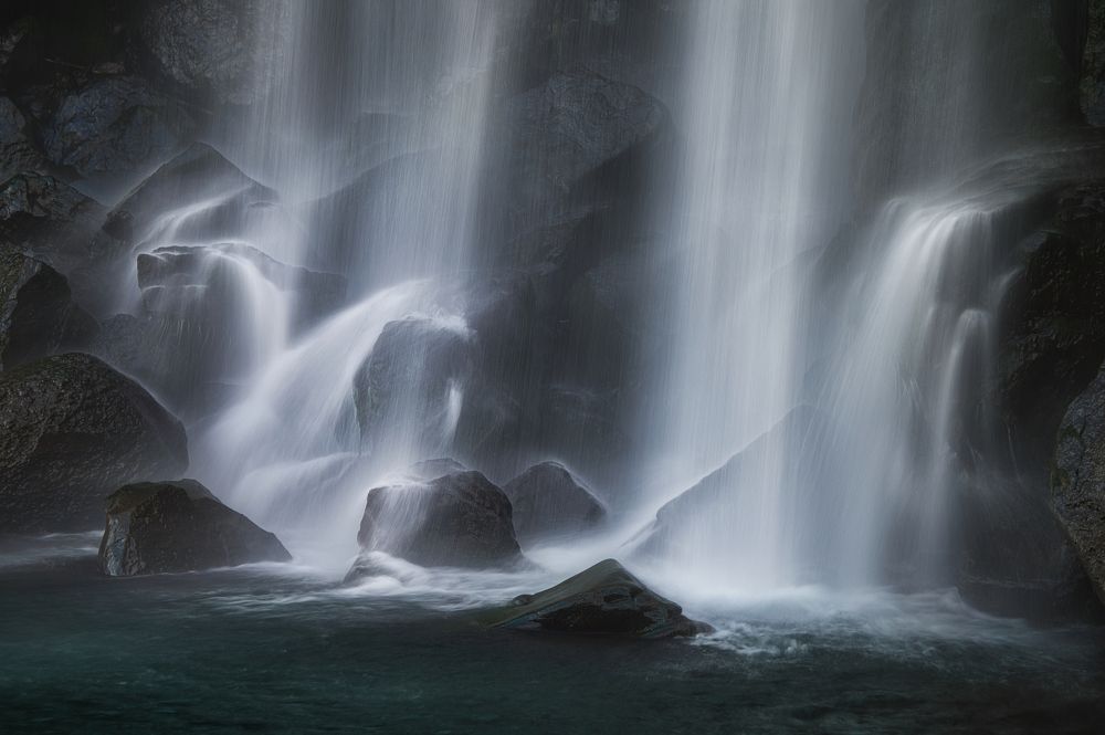 Nature's Symphony: The Mesmerizing Lower Base of a Waterfall