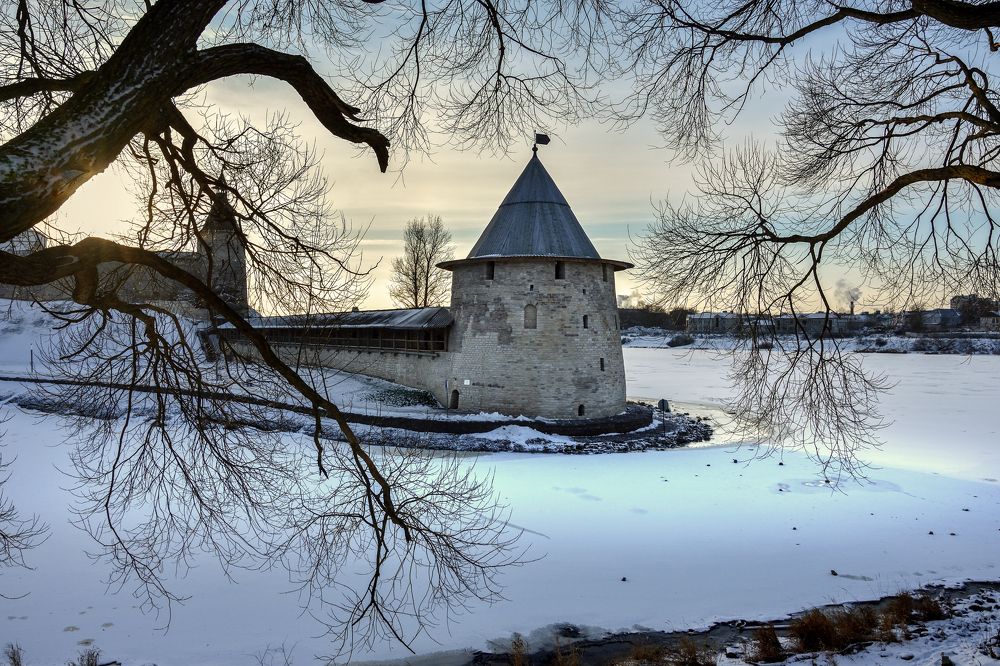 Зима в Пскове.