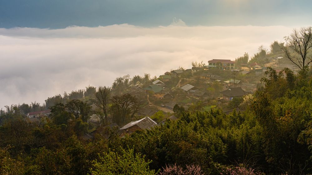 Small village in the clouds