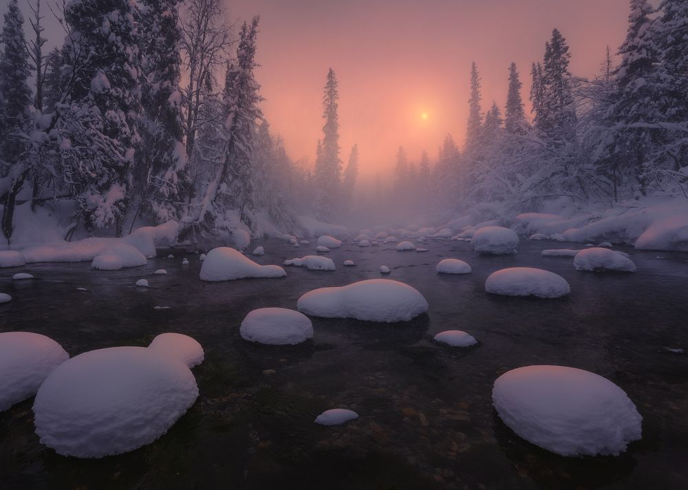 Морозный закат на Кольском