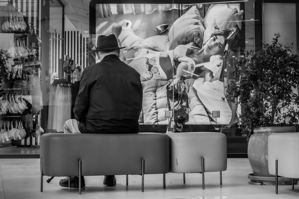 sitting on the bench