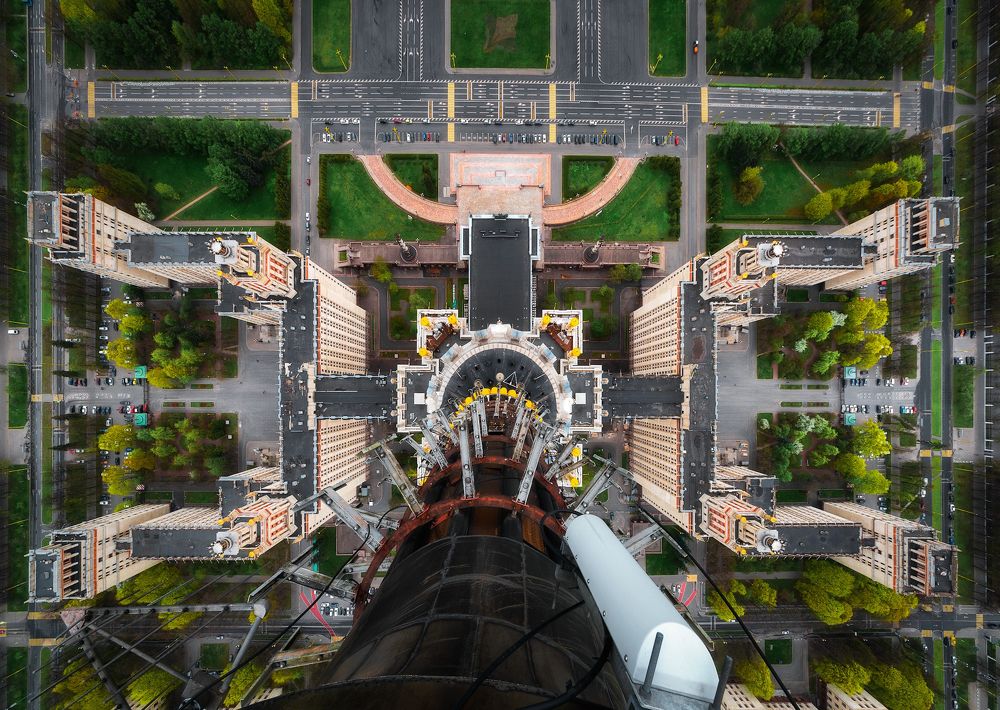 Look down from the spire of Moscow State University.