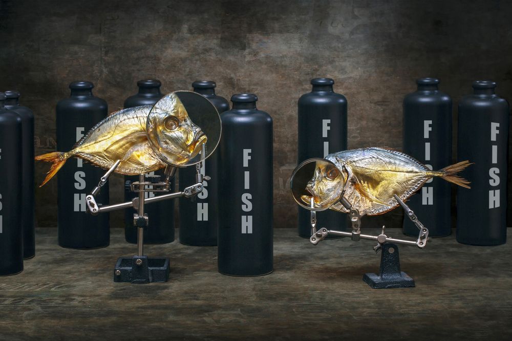 Вомеры и бутылки с надписью "Рыба"