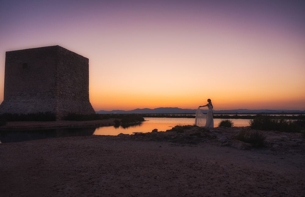 Sunset on the day of the wedding