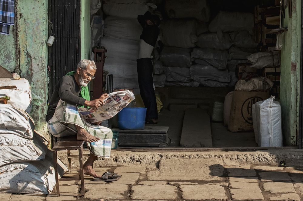 Chachaji reading newspaper