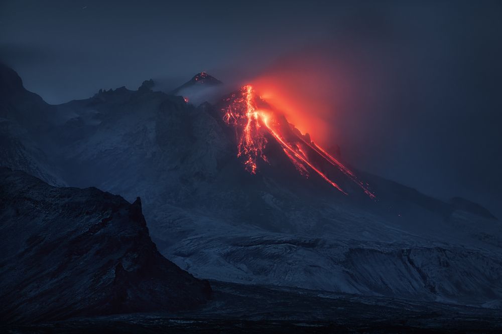 Шивелуч, извержение